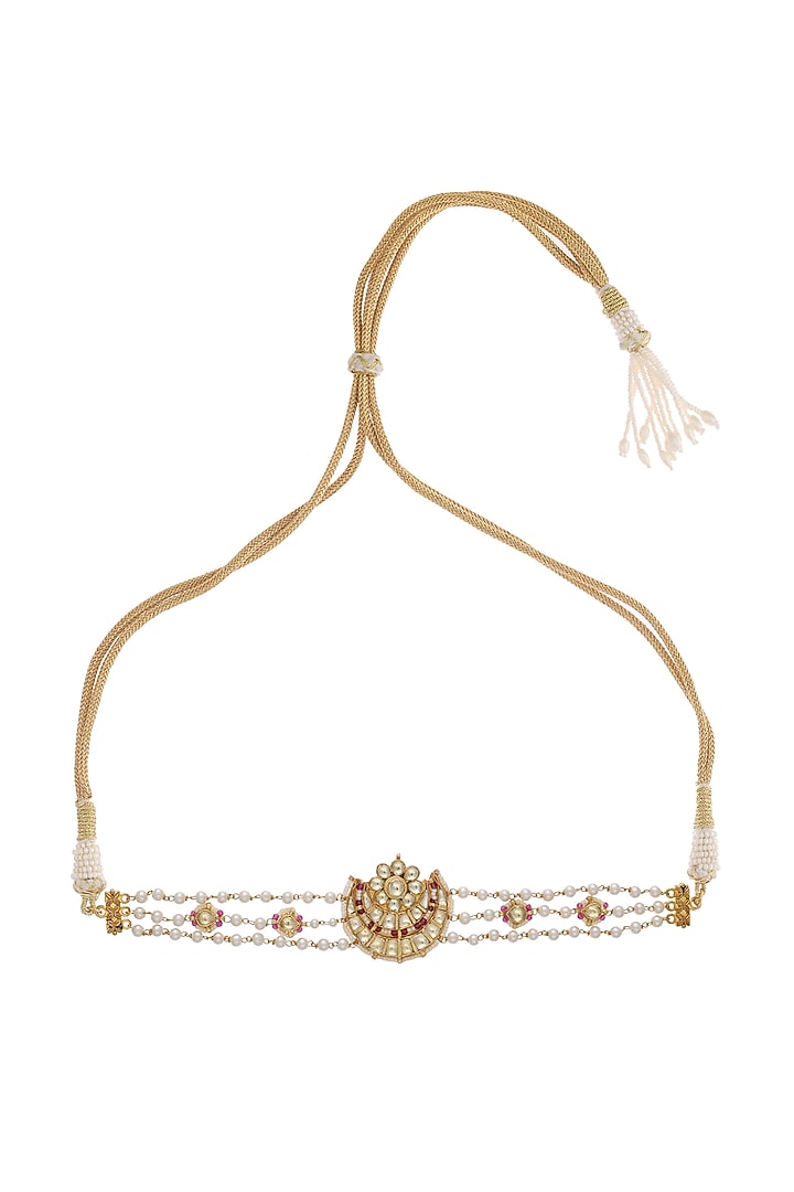 Gold Finish Kundan Polki Choker Necklace by Maisara Jewelry at Pernia's Pop Up Shop