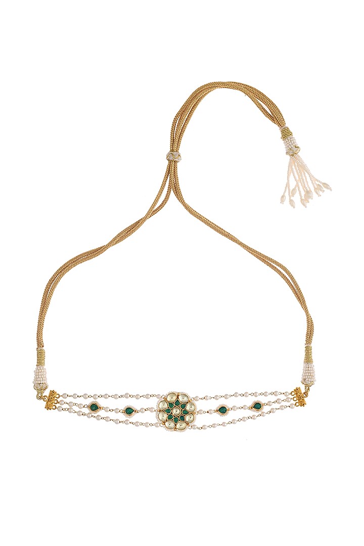 Gold Finish Pearl Choker Necklace by Maisara Jewelry at Pernia's Pop Up Shop