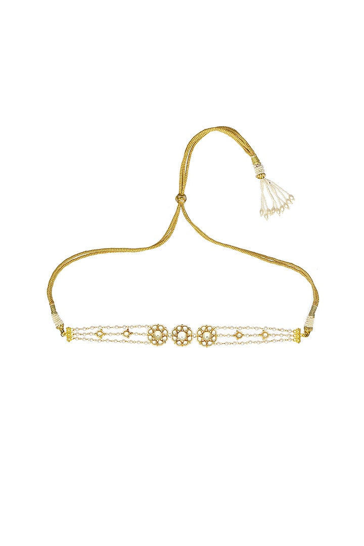 Gold Finish Pachi Kundan Polki Jadau Choker Necklace by Maisara Jewelry at Pernia's Pop Up Shop