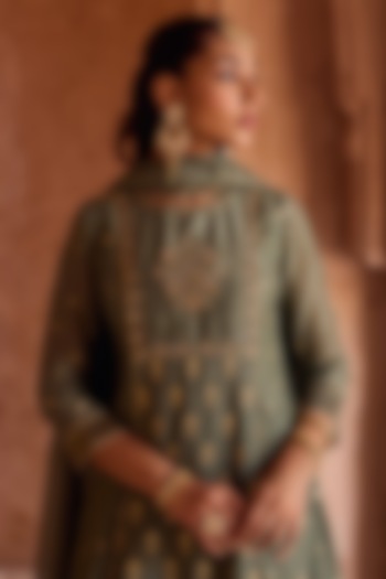 Gold Finish Multi-Colored Stone Jadau Dangler Earrings by Maisara Jewelry at Pernia's Pop Up Shop