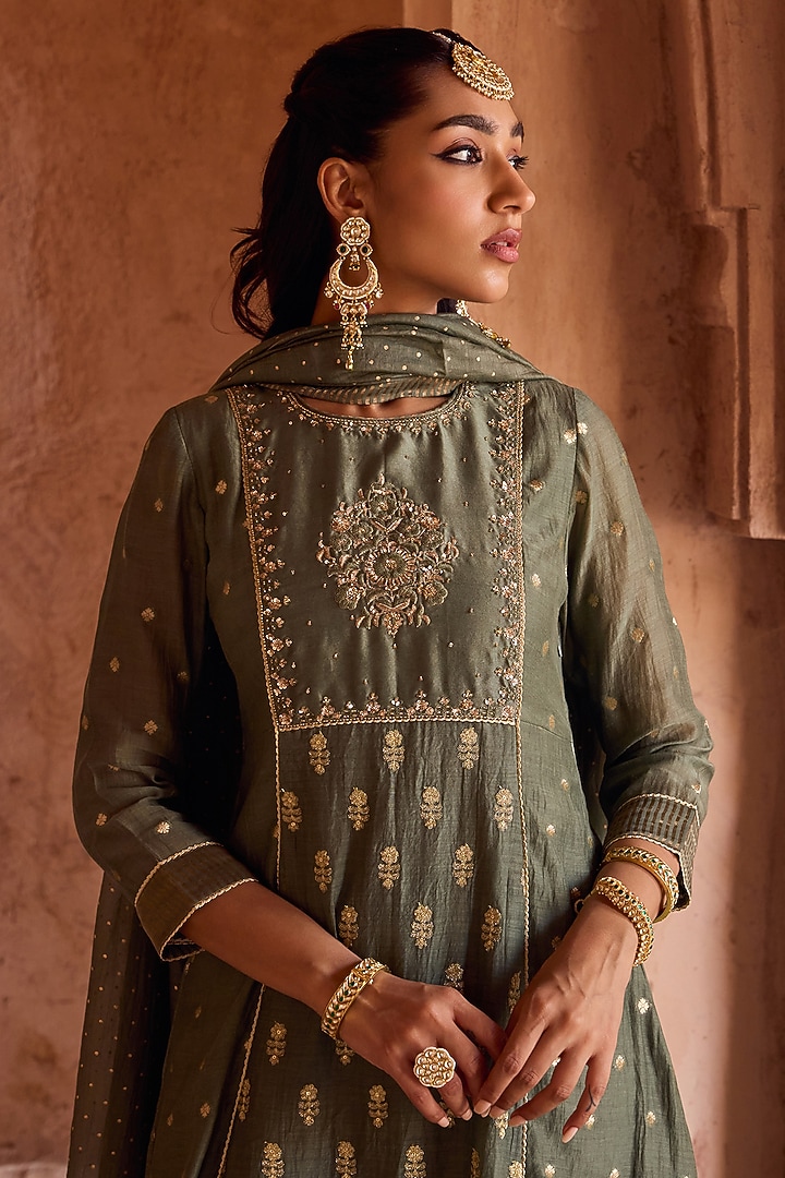 Gold Finish Multi-Colored Stone Jadau Dangler Earrings by Maisara Jewelry at Pernia's Pop Up Shop