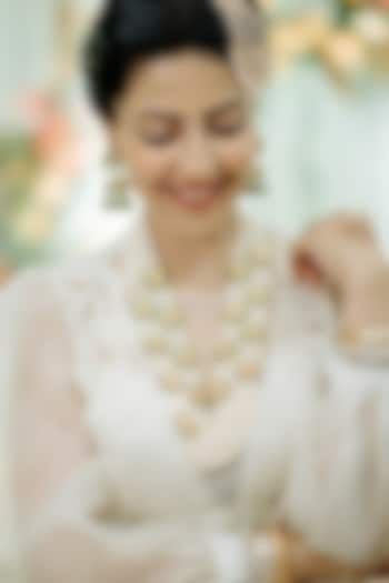 Gold Finish Green Stone Jadau Jhumka Earrings by Maisara Jewelry at Pernia's Pop Up Shop