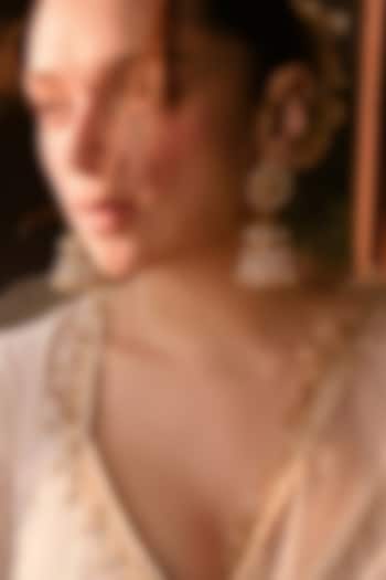 Gold Finish Gold Stone Jadau Jhumka Earrings by Maisara Jewelry at Pernia's Pop Up Shop