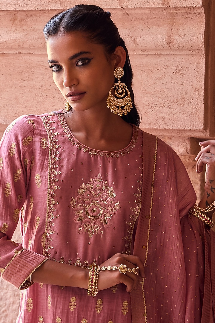 Gold Finish Kundan Polki Jadau Chandbali Earrings by Maisara Jewelry at Pernia's Pop Up Shop