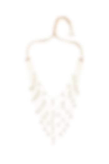 Gold Finish Kundan Polki & Pearl Drop Panchlada Necklace by Maisara Jewelry at Pernia's Pop Up Shop