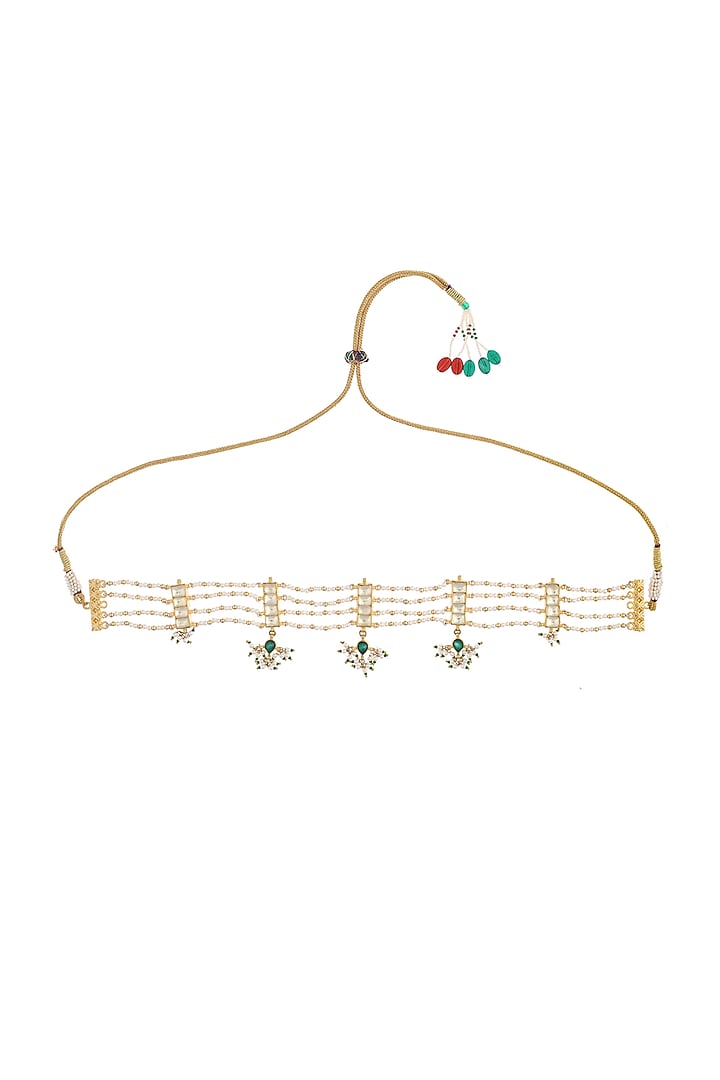 Gold Finish Kundan Polki Choker Necklace by Maisara Jewelry at Pernia's Pop Up Shop