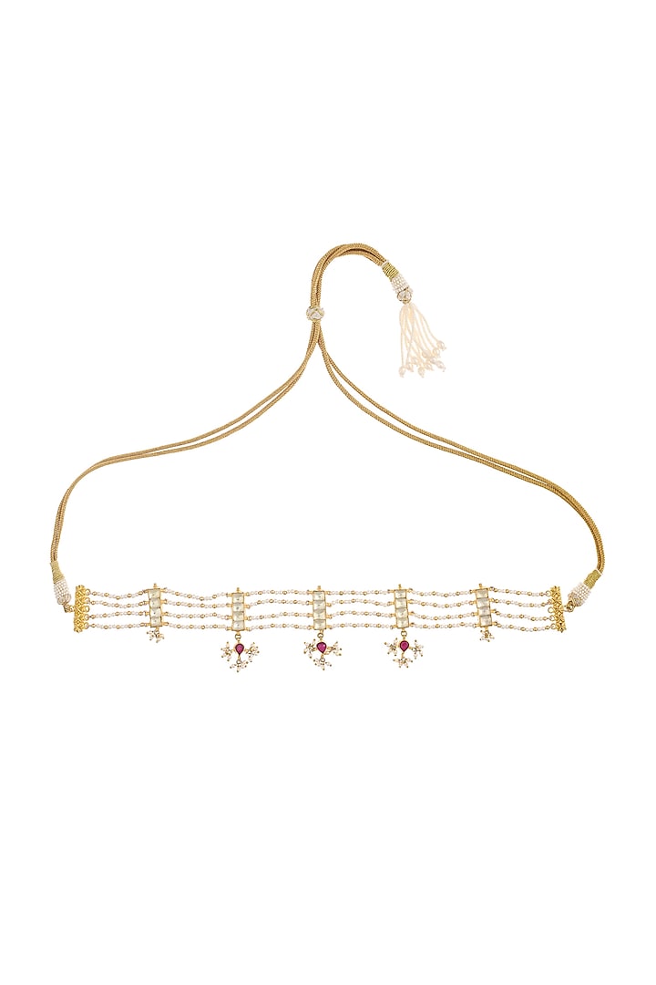 Gold Finish Pearl Choker Necklace by Maisara Jewelry at Pernia's Pop Up Shop
