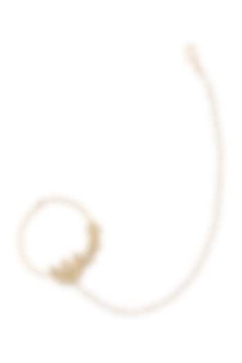 Gold Finish Kundan Polki & Pearl Nose Ring by Maisara Jewelry