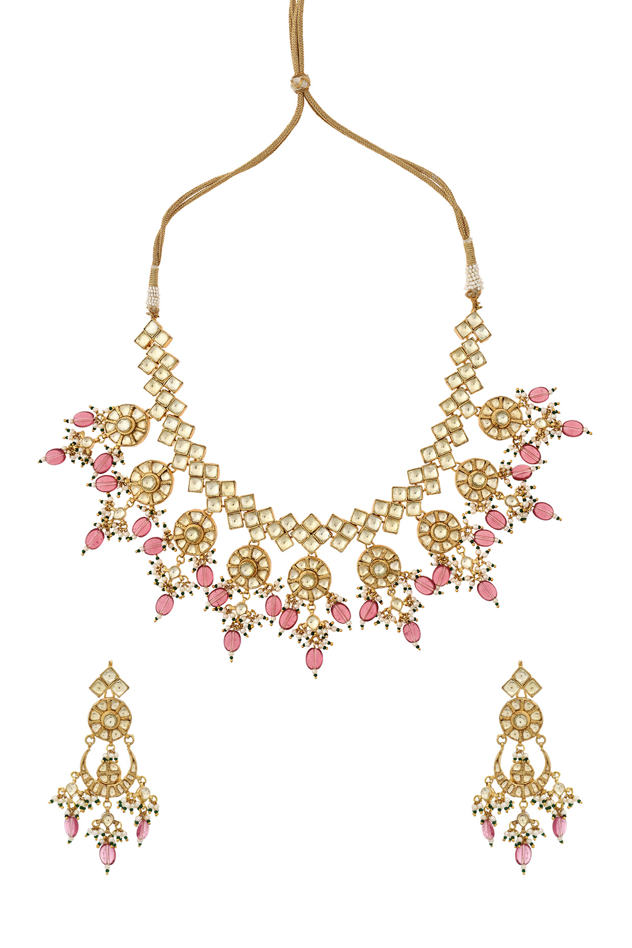 Gold Finish Beaded Necklace Set by Maisara Jewelry