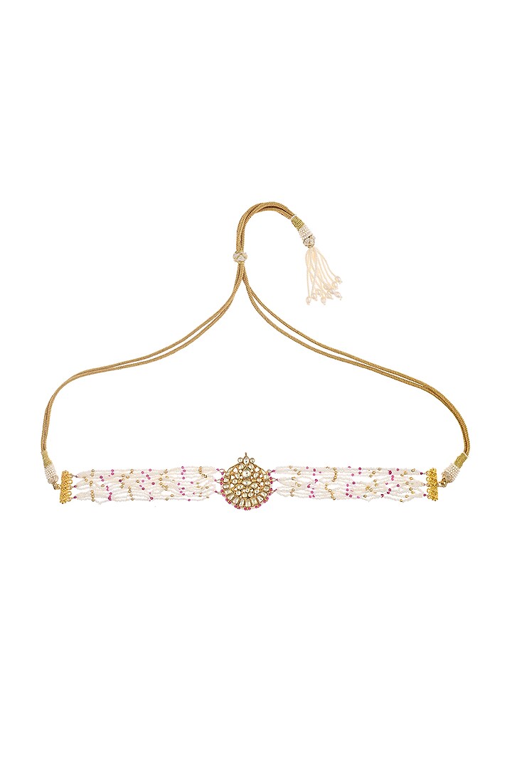 Gold Finish Jadau & Kundan Polki Choker Necklace by Maisara Jewelry at Pernia's Pop Up Shop