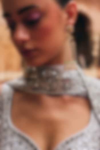 Gold Finish Pachi Kundan Polki & Pearl Dangler Earrings by Maisara Jewelry at Pernia's Pop Up Shop