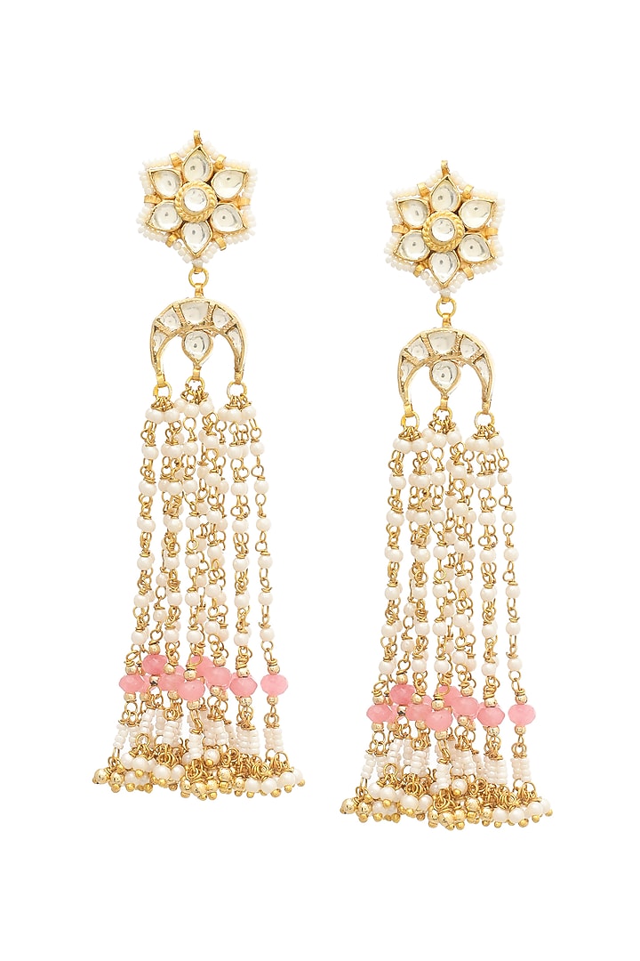 Gold Finish Copper Dangler Earrings by Maisara Jewelry at Pernia's Pop Up Shop