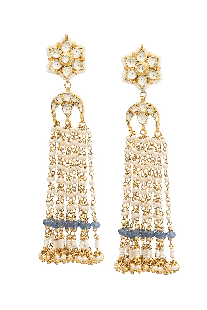 Gold Finish Copper Dangler Earrings by Maisara Jewelry at Pernia's Pop Up Shop