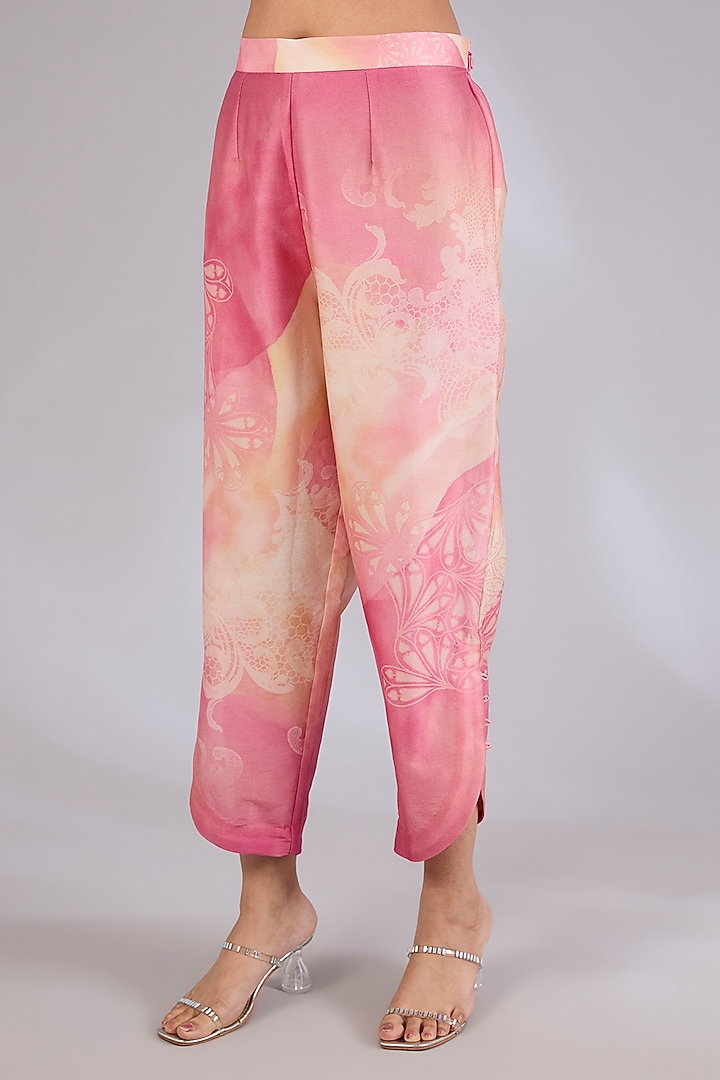 Champagne Gold Chanderi Printed Co-Ord Set by Mandira Wirk - Indian at Pernia's Pop Up Shop
