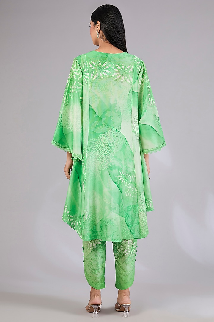 Sage Shimmer Chanderi Printed Co-Ord Set by Mandira Wirk - Indian at Pernia's Pop Up Shop