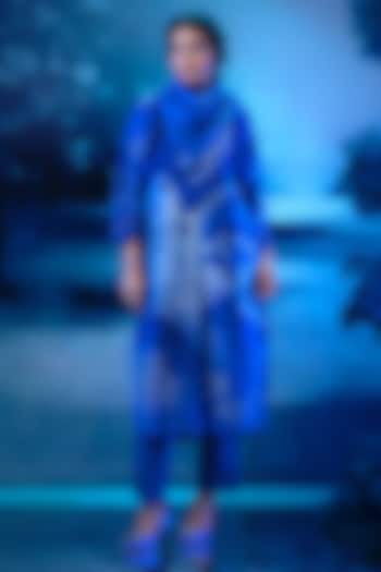 Soft Blue Chanderi Printed Kurta Set by Mandira Wirk - Indian at Pernia's Pop Up Shop
