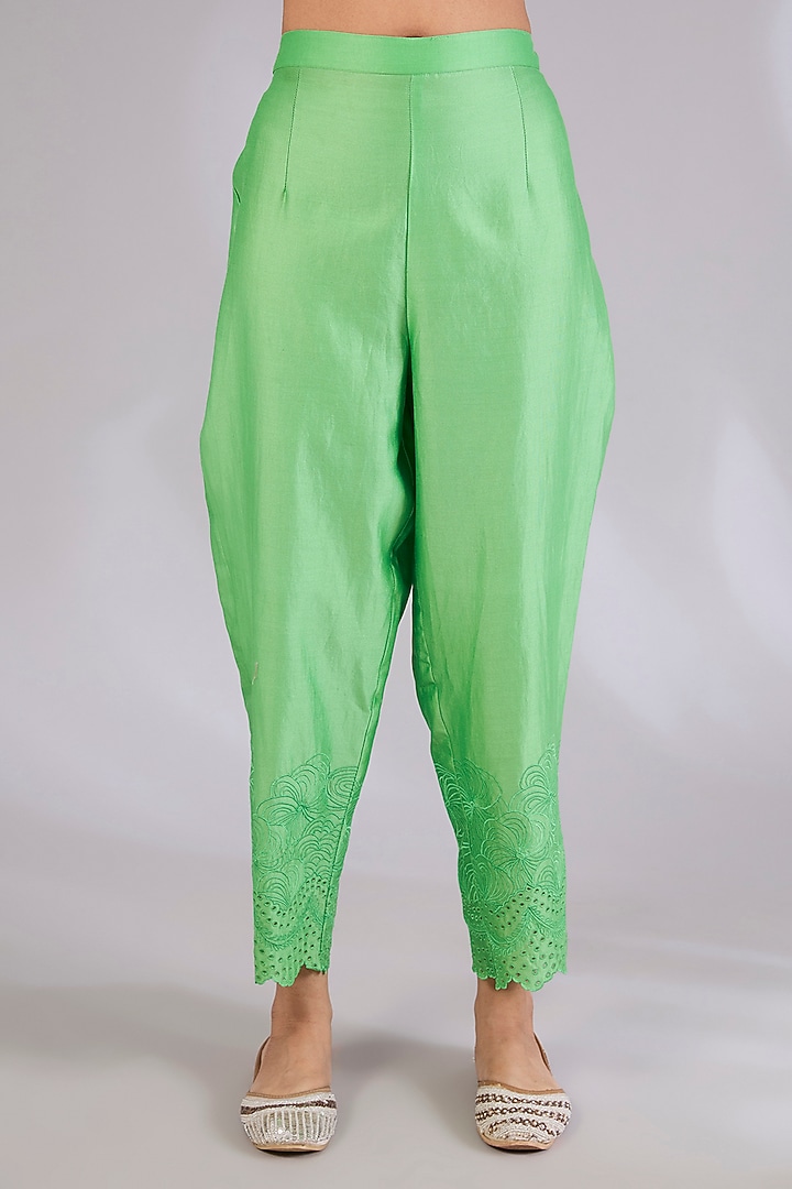 Sage Shimmer Chanderi Printed Kurta Set by Mandira Wirk - Indian at Pernia's Pop Up Shop