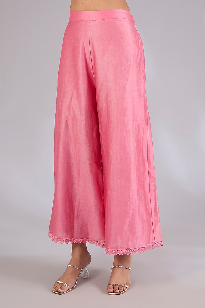 Champagne Gold Chanderi Printed & Embroidered Co-Ord Set by Mandira Wirk - Indian at Pernia's Pop Up Shop