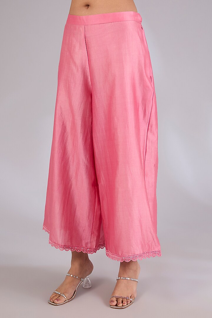 Champagne Gold Chanderi Printed Wedding Anarkali Set by Mandira Wirk - Indian at Pernia's Pop Up Shop