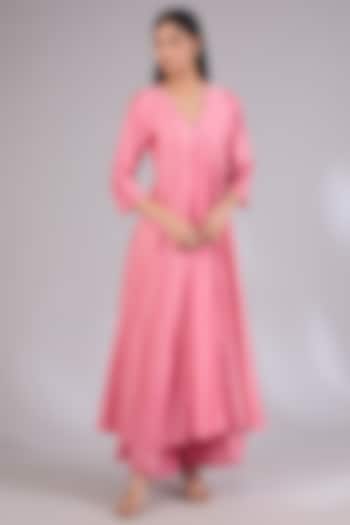 Champagne Gold Chanderi Wedding Anarkali Set by Mandira Wirk - Indian at Pernia's Pop Up Shop