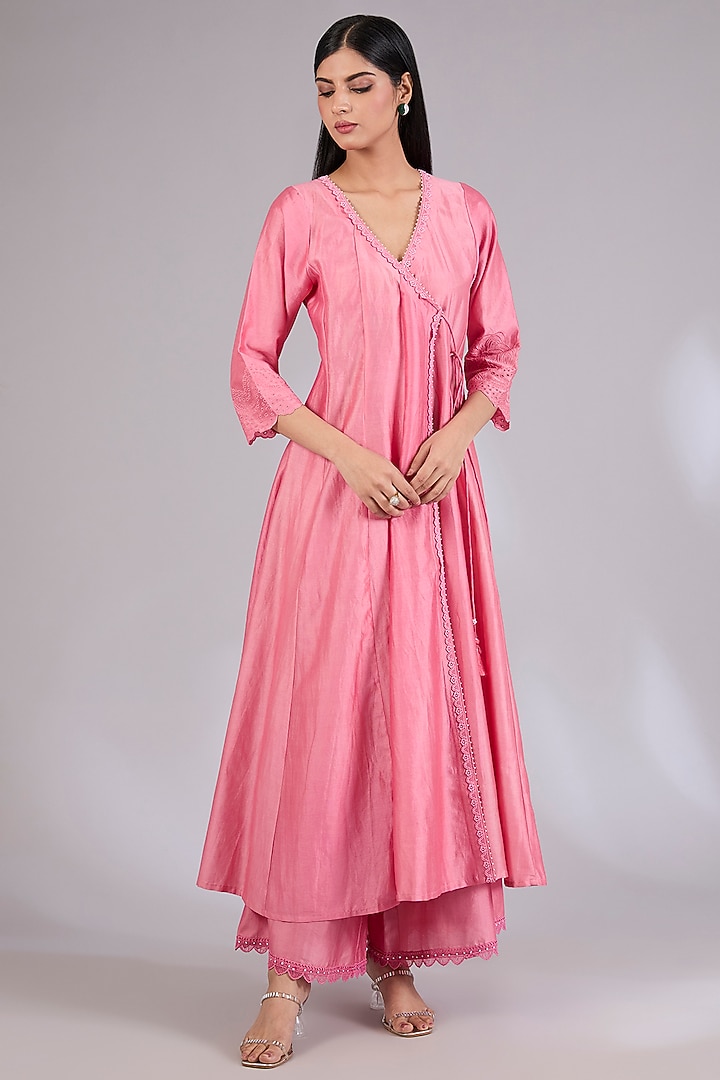 Champagne Gold Chanderi Wedding Anarkali Set by Mandira Wirk - Indian at Pernia's Pop Up Shop