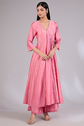 Champagne Gold Chanderi Anarkali Set by Mandira Wirk - Indian