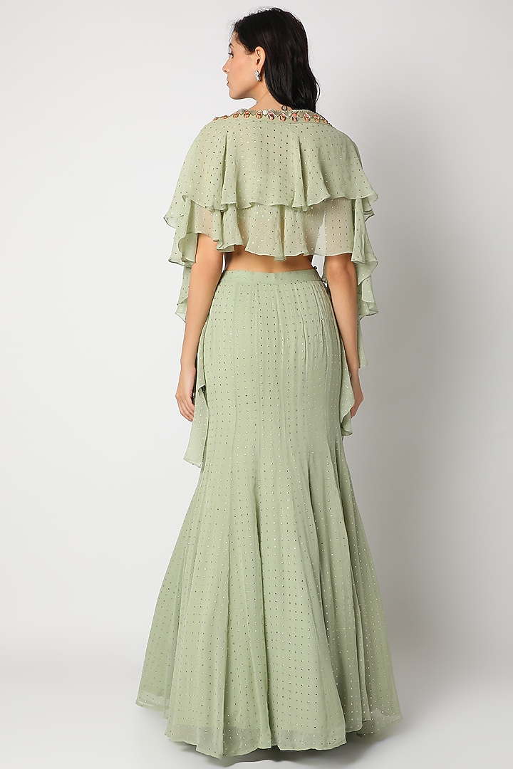 Pistachio Embroidered Skirt Set by Maison Blu at Pernia's Pop Up Shop