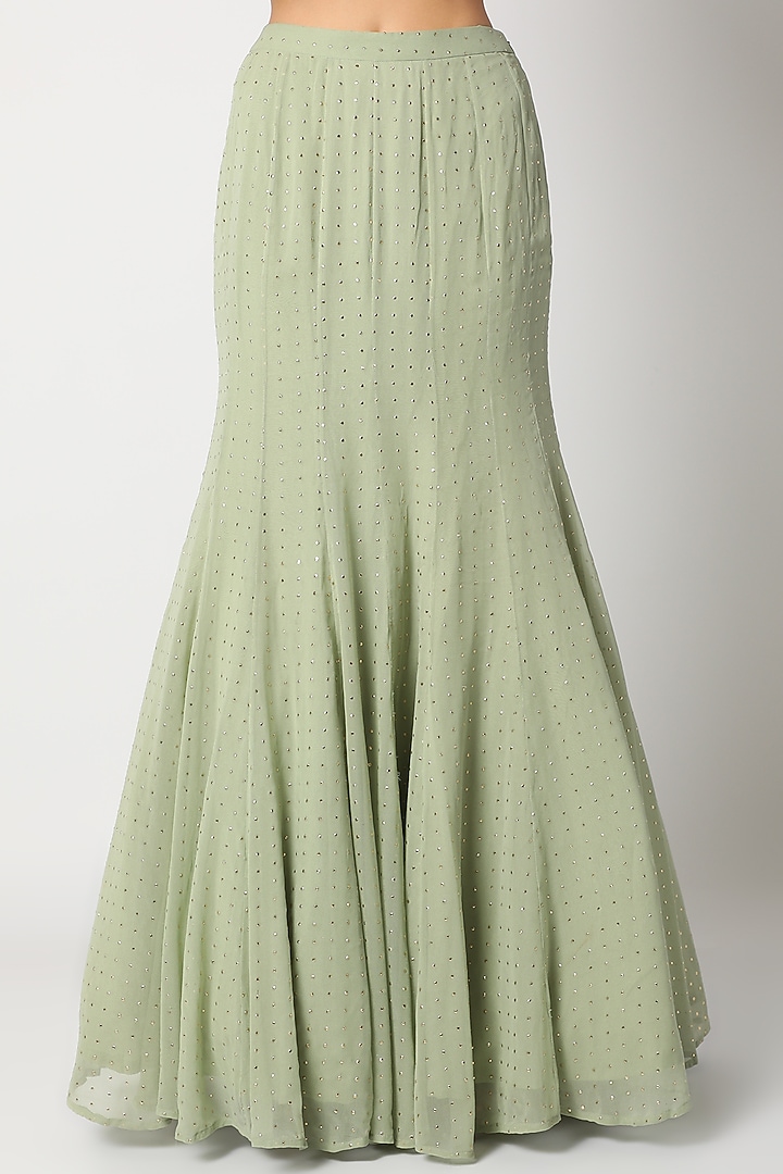 Pistachio Embroidered Skirt Set by Maison Blu at Pernia's Pop Up Shop