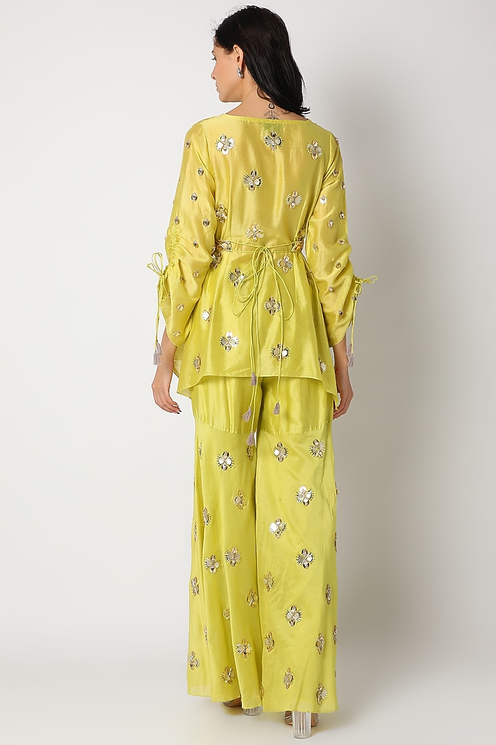 Lime Green Embroidered Wedding Sharara Set by Maison Blu at Pernia's Pop Up Shop