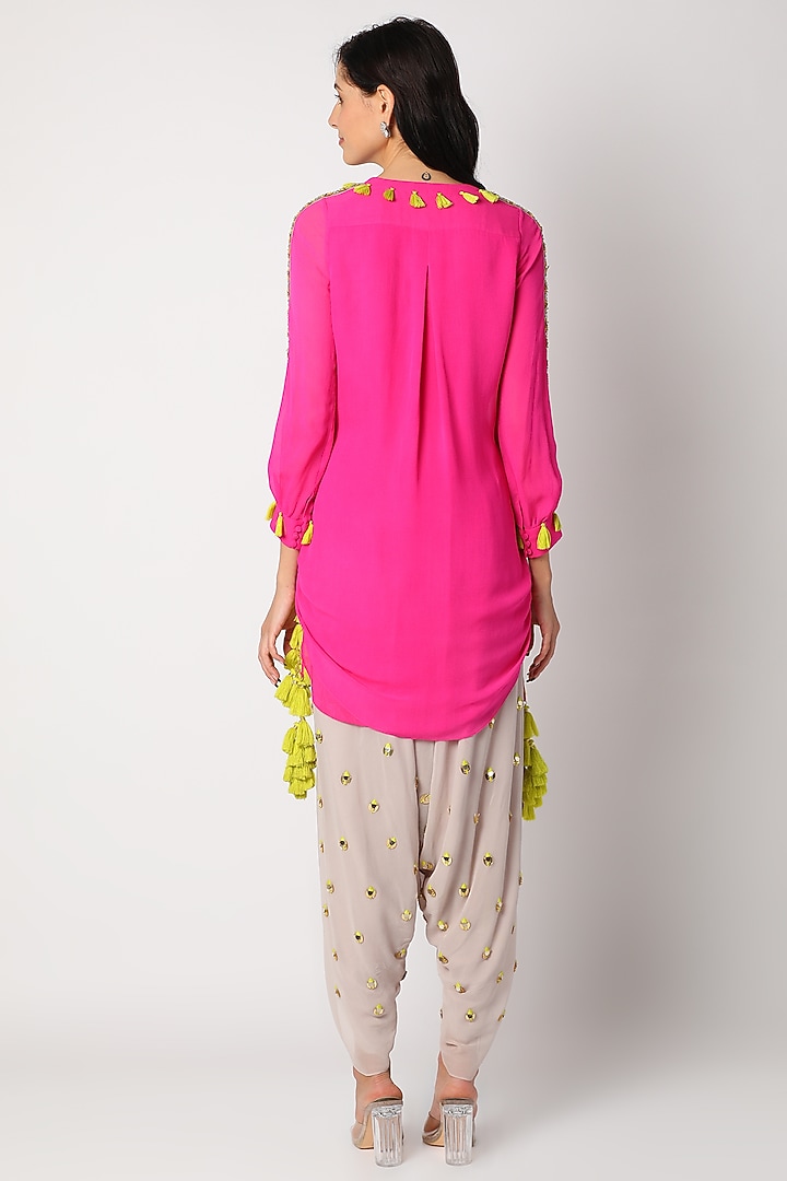 Pink & Mauve Embroidered Kurta Set by Maison Blu at Pernia's Pop Up Shop