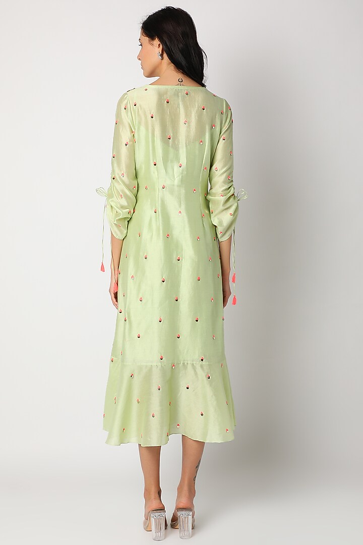 Pistachio Embroidered Cocktail Dress by Maison Blu at Pernia's Pop Up Shop