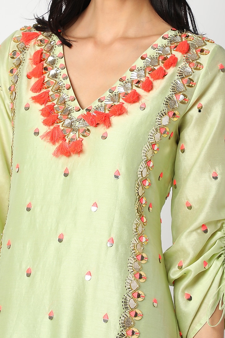 Pistachio Embroidered Cocktail Dress by Maison Blu at Pernia's Pop Up Shop