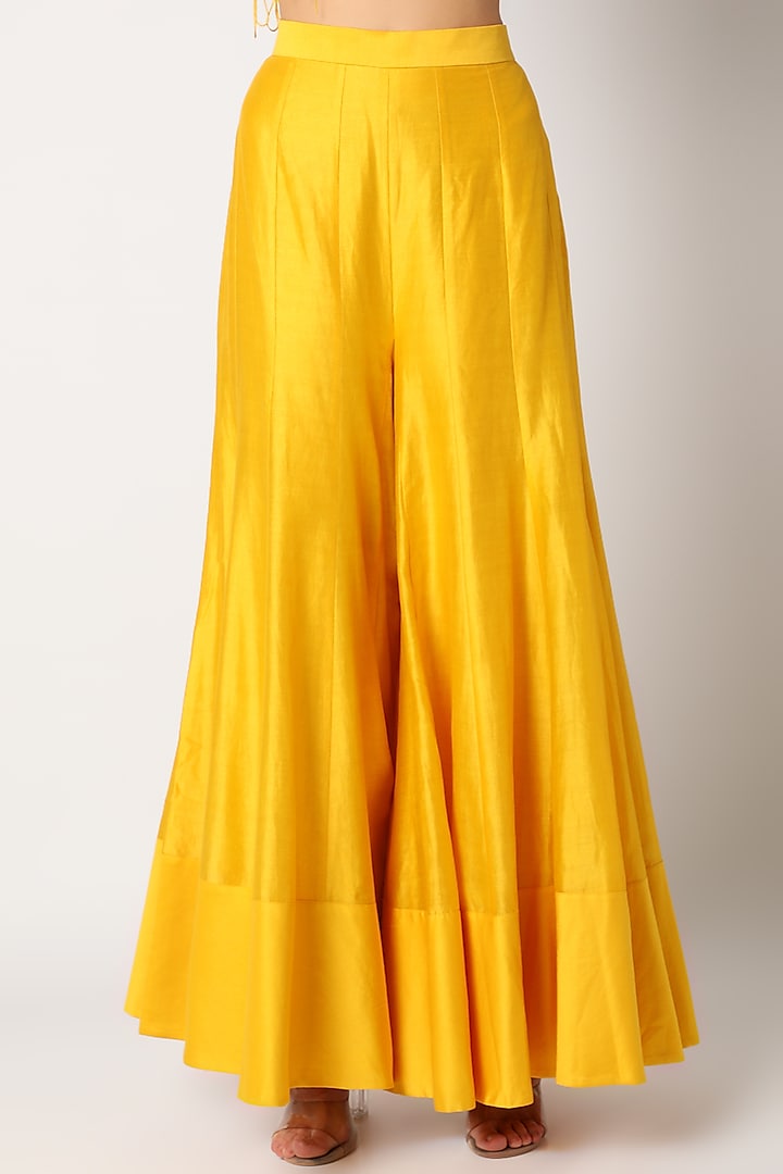 Mustard Yellow Embroidered Wedding Sharara Set by Maison Blu at Pernia's Pop Up Shop