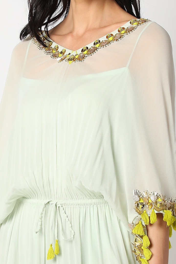 Aqua Blue Embroidered Cocktail Dress With Slip by Maison Blu at Pernia's Pop Up Shop