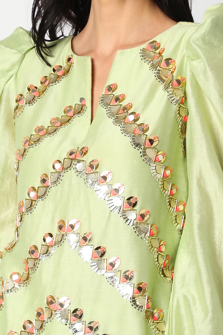 Pistachio Embroidered Wedding Sharara Set by Maison Blu at Pernia's Pop Up Shop