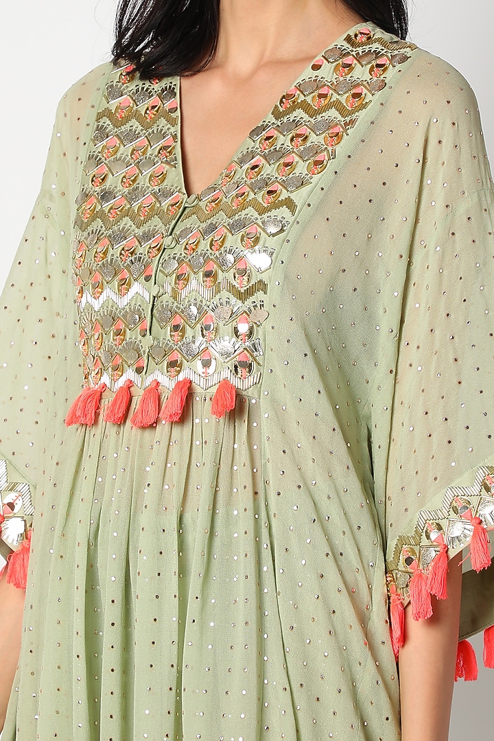 Pistachio Embroidered Pant Set by Maison Blu at Pernia's Pop Up Shop