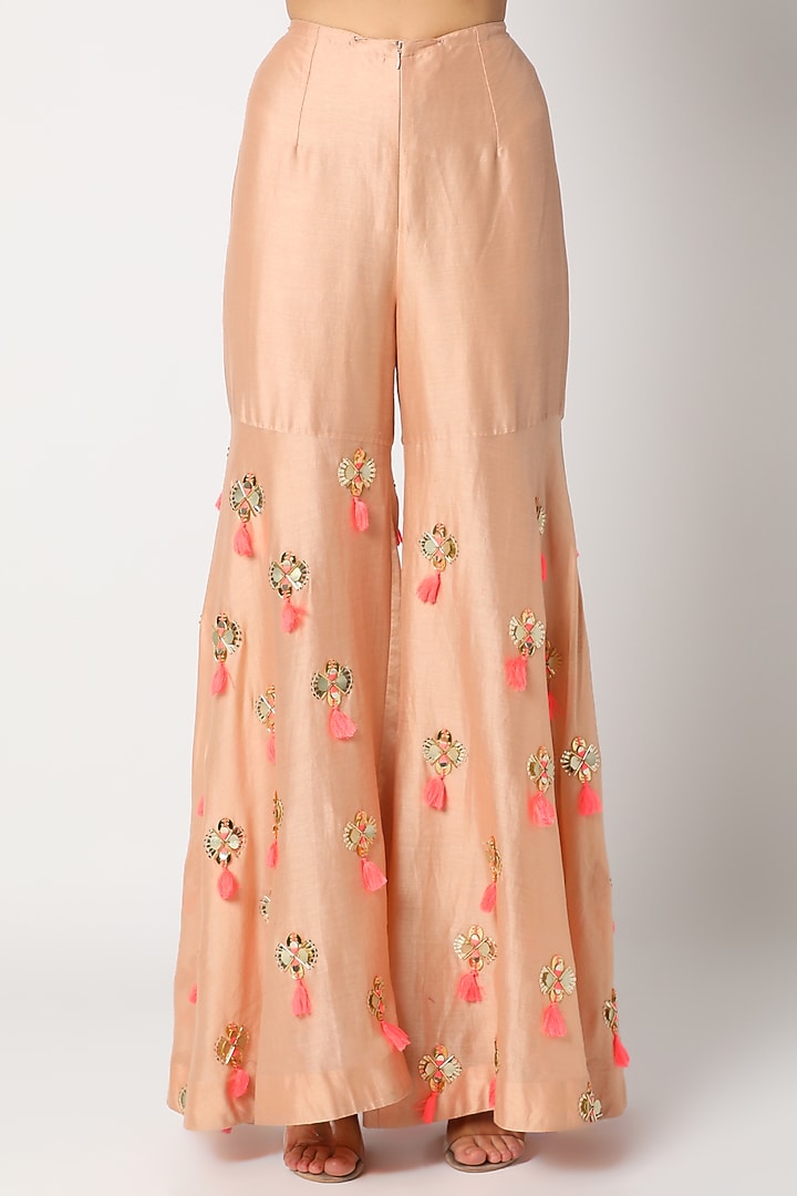 Peach Embroidered Wedding Sharara Set by Maison Blu at Pernia's Pop Up Shop
