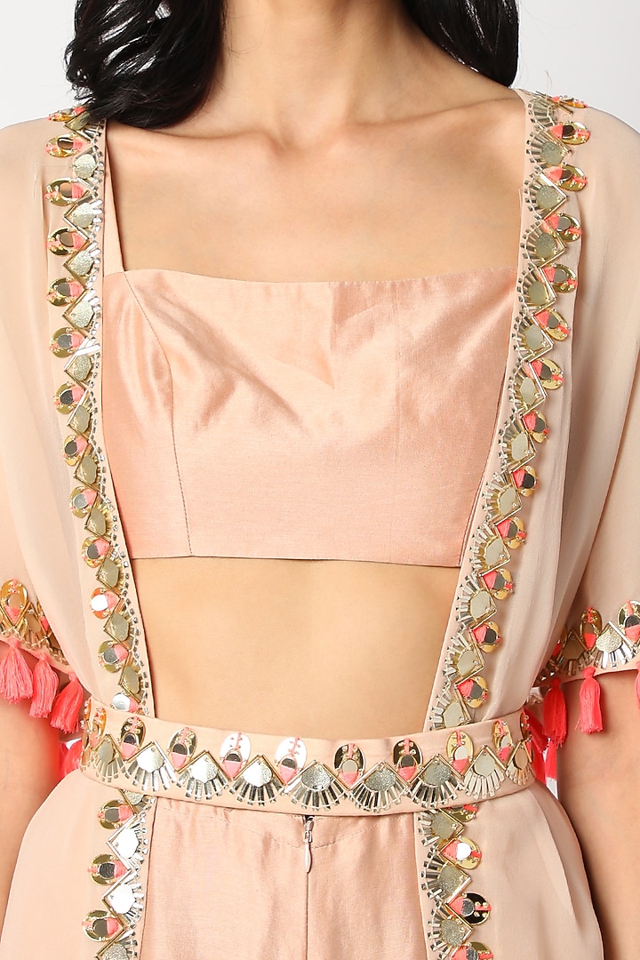 Peach Embroidered Wedding Sharara Set by Maison Blu at Pernia's Pop Up Shop