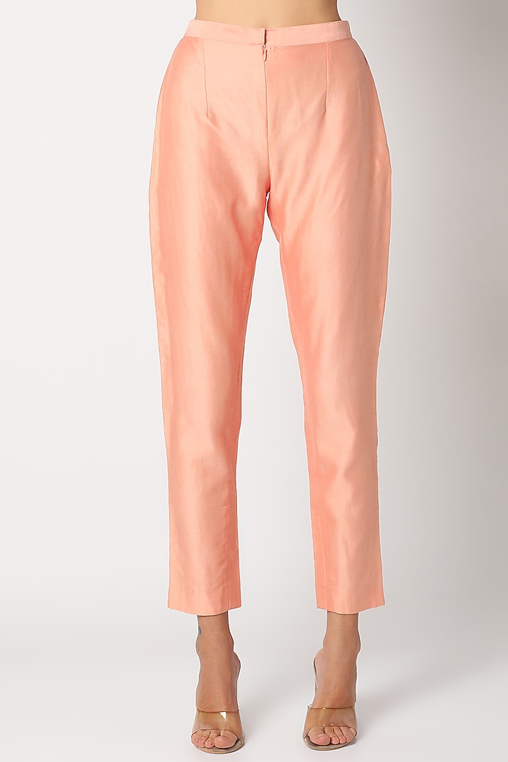 Peach Embroidered Kurta Set With Tassels by Maison Blu at Pernia's Pop Up Shop