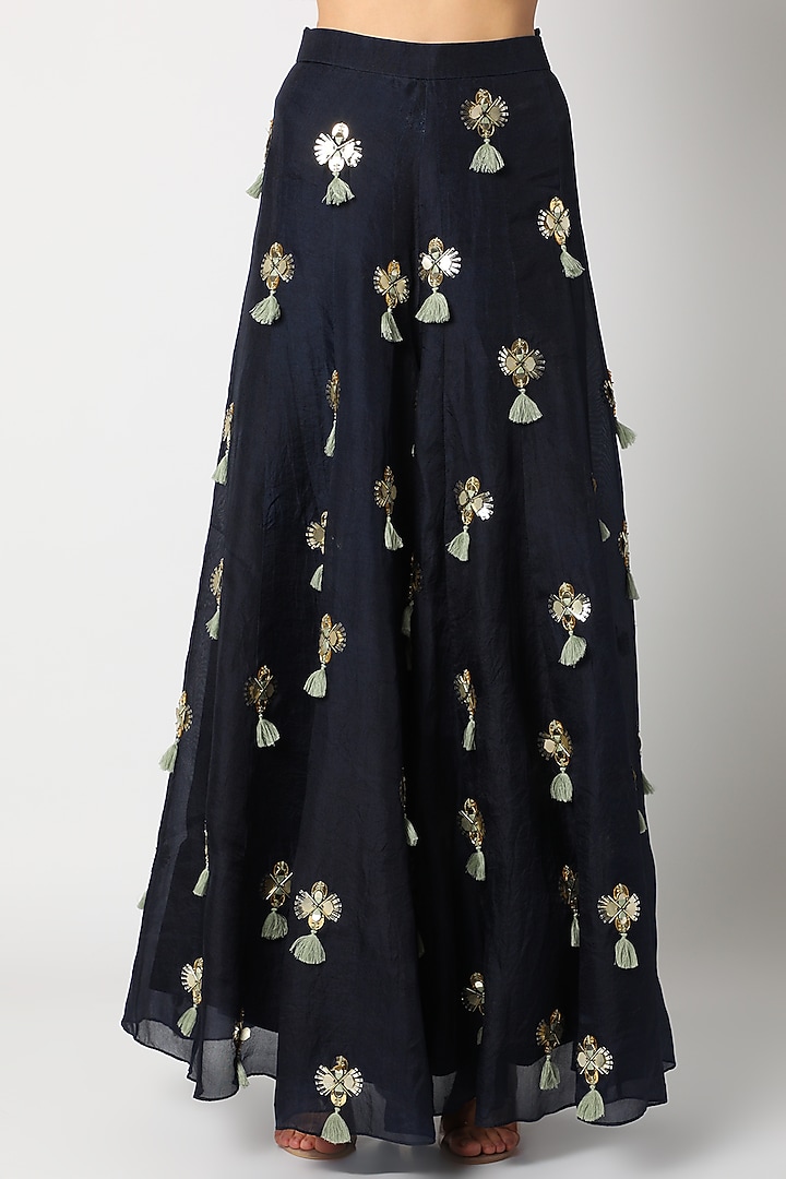 Blue Embroidered Wedding Sharara Set by Maison Blu at Pernia's Pop Up Shop