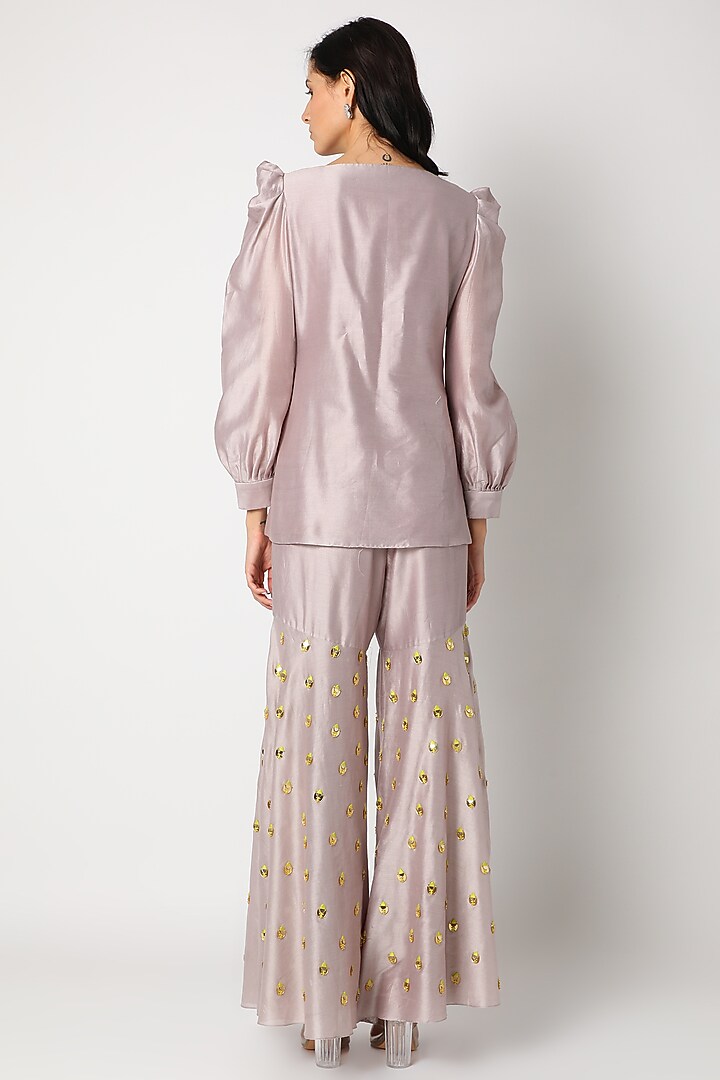 Mauve Embroidered Wedding Sharara Set by Maison Blu at Pernia's Pop Up Shop