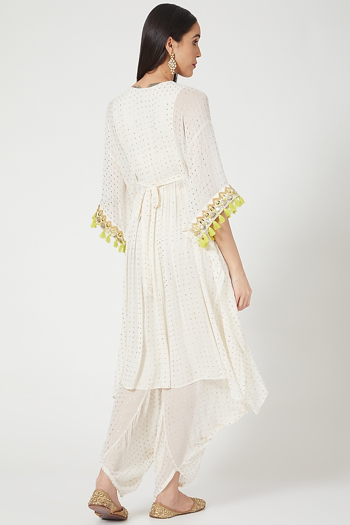 Off White Embroidered Cowl Pant Set by Maison Blu at Pernia's Pop Up Shop