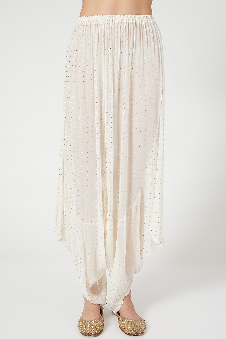 Off White Embroidered Cowl Pant Set by Maison Blu at Pernia's Pop Up Shop
