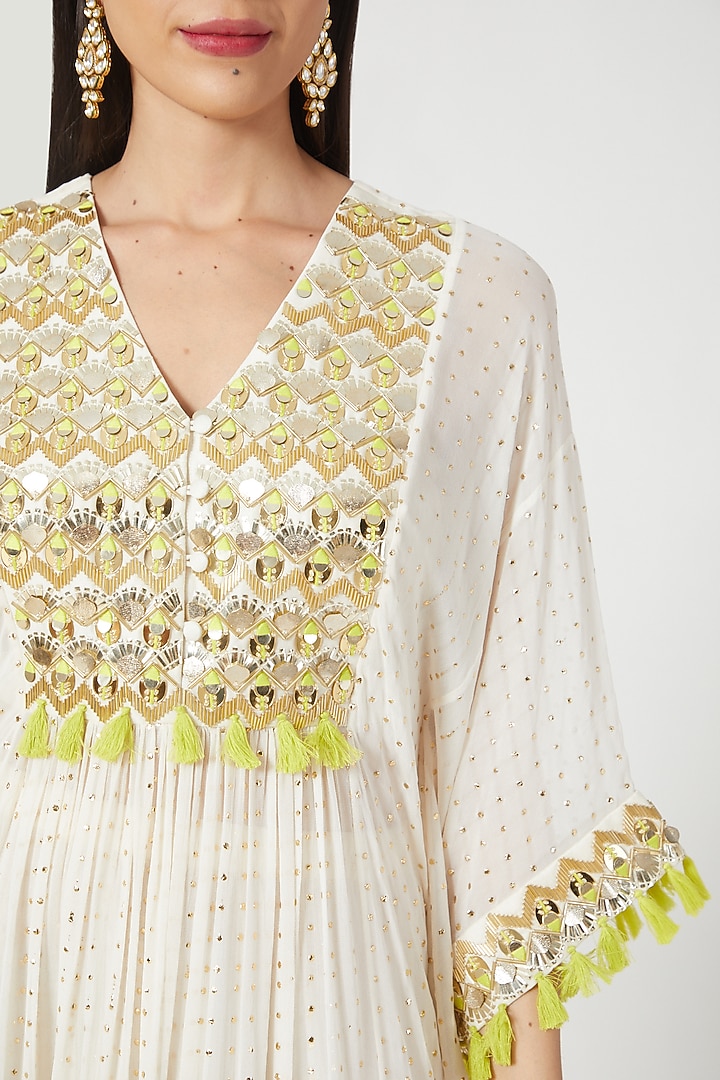 Off White Embroidered Cowl Pant Set by Maison Blu at Pernia's Pop Up Shop