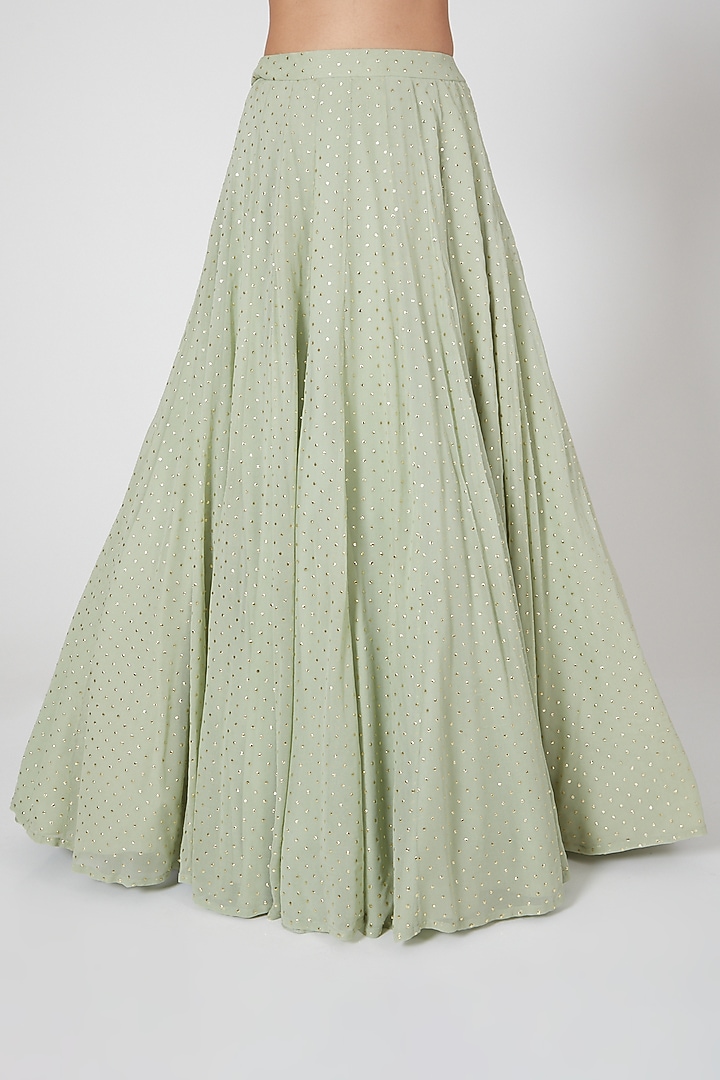 Pistachio Green Embroidered Skirt Set by Maison Blu at Pernia's Pop Up Shop