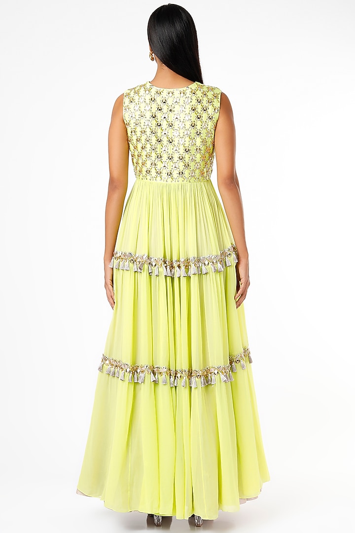 Lime Embroidered Jacket Set by Maison Blu at Pernia's Pop Up Shop