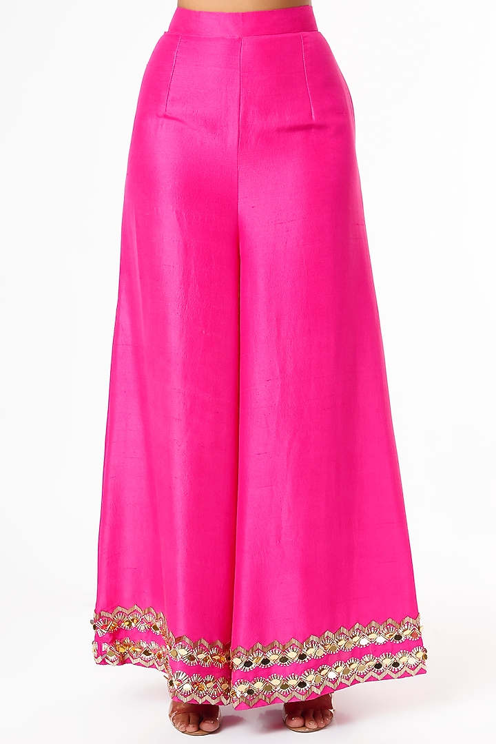 Hot Pink Embroidered Kurta Set by Maison Blu at Pernia's Pop Up Shop
