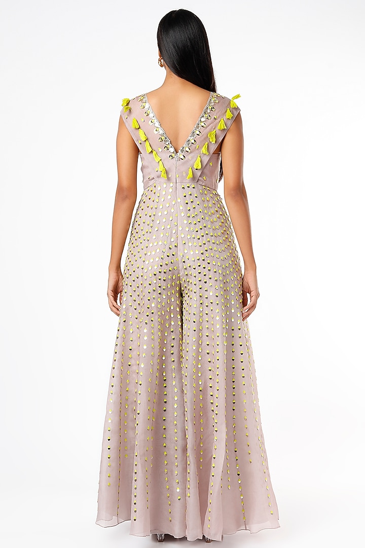 Mauve Embroidered Jumpsuit by Maison Blu at Pernia's Pop Up Shop