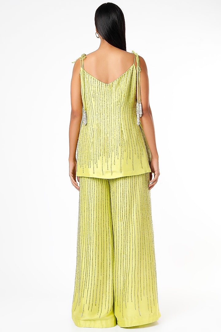 Lime Embroidered Kurta Set by Maison Blu at Pernia's Pop Up Shop
