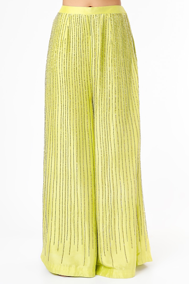 Lime Embroidered Kurta Set by Maison Blu at Pernia's Pop Up Shop
